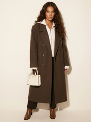 Dames Lange Jas – Oversized Model met Dubbele Knoopsluiting