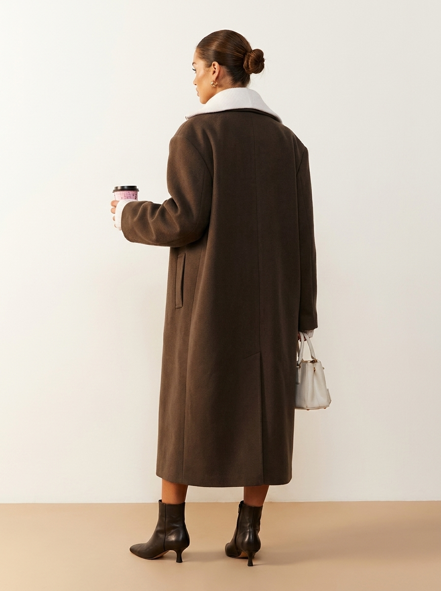 Dames Lange Jas – Oversized Model met Dubbele Knoopsluiting