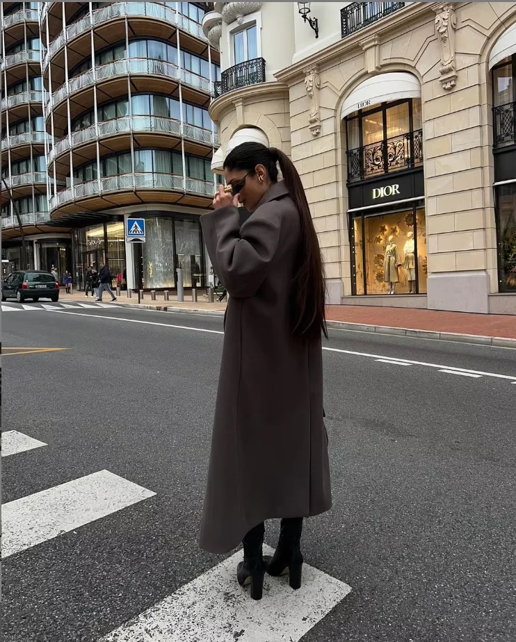 Dames Lange Jas – Oversized Model met Dubbele Knoopsluiting