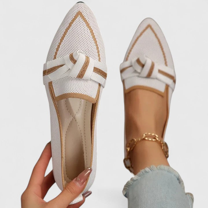 Dames Loafers – Gebreid Model met Strikdetail Wit / 36 - AIDA LENA