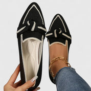 Dames Loafers – Gebreid Model met Strikdetail Zwart / 36 - AIDA LENA