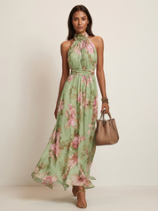 Floral print halter maxi dress - Rosalie