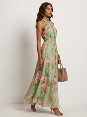 Floral print halter maxi dress - Rosalie