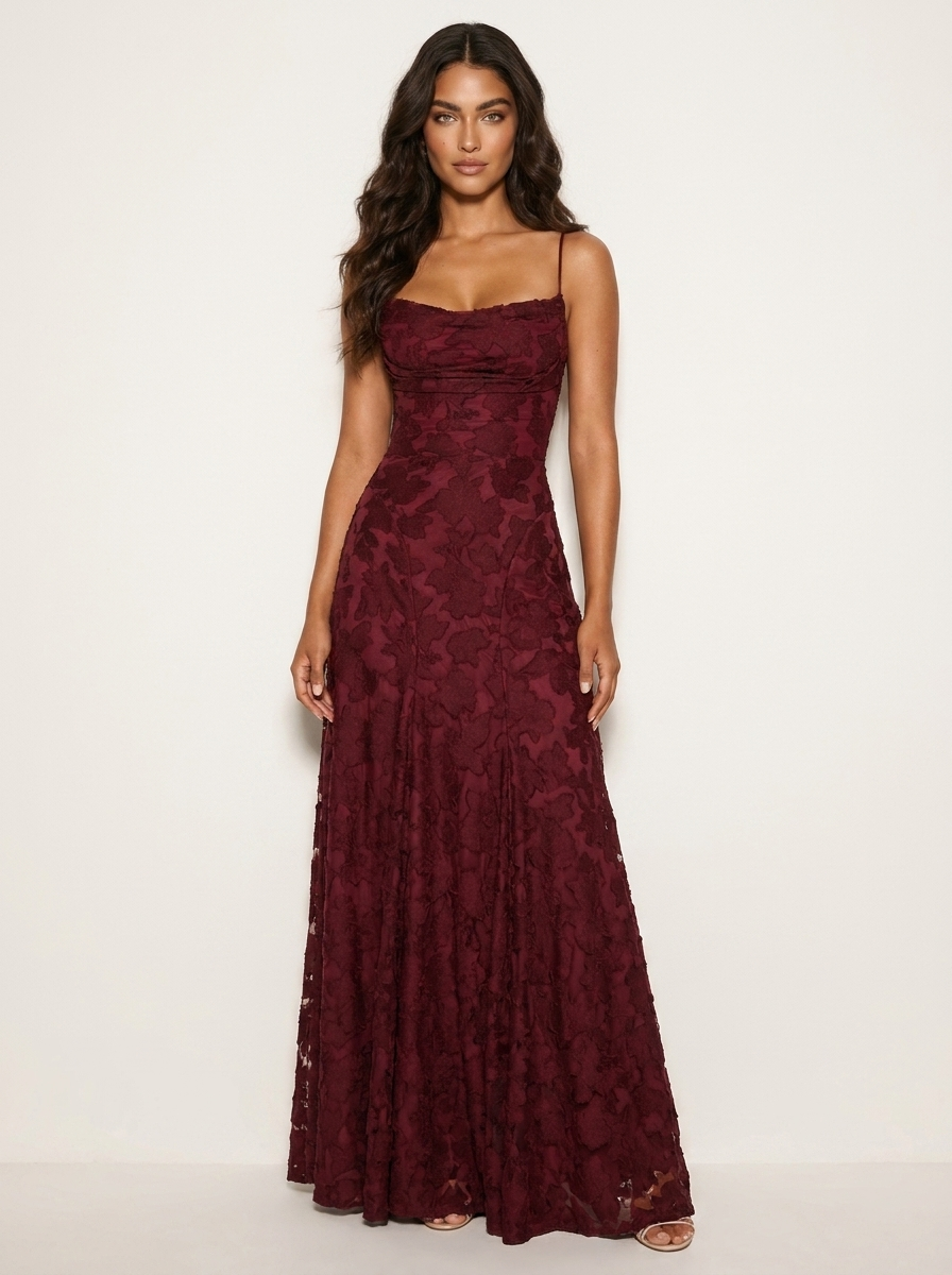Luxury floral jacquard maxi dress - Amélie