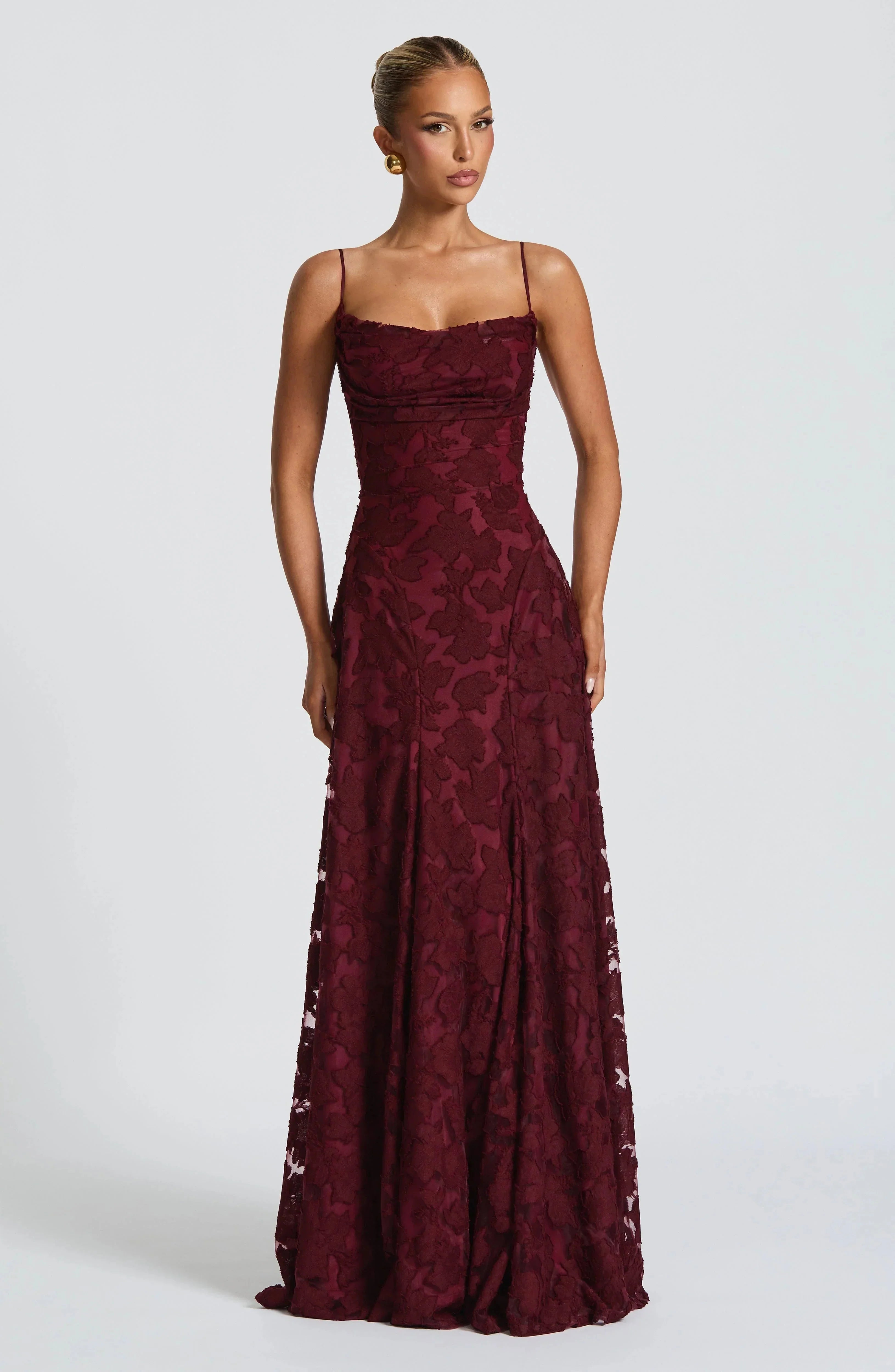 Luxury floral jacquard maxi dress - Amélie