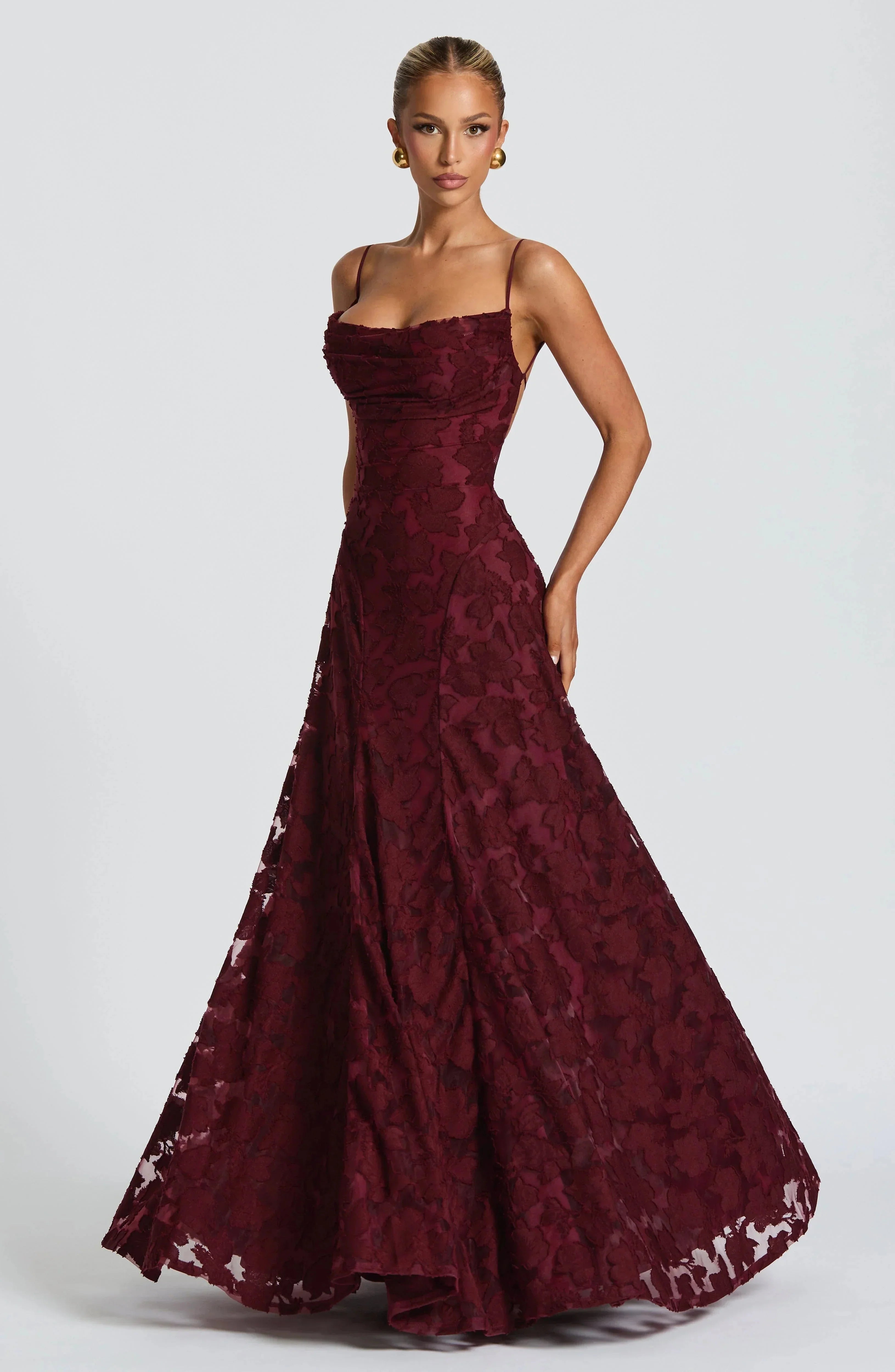Luxury floral jacquard maxi dress - Amélie