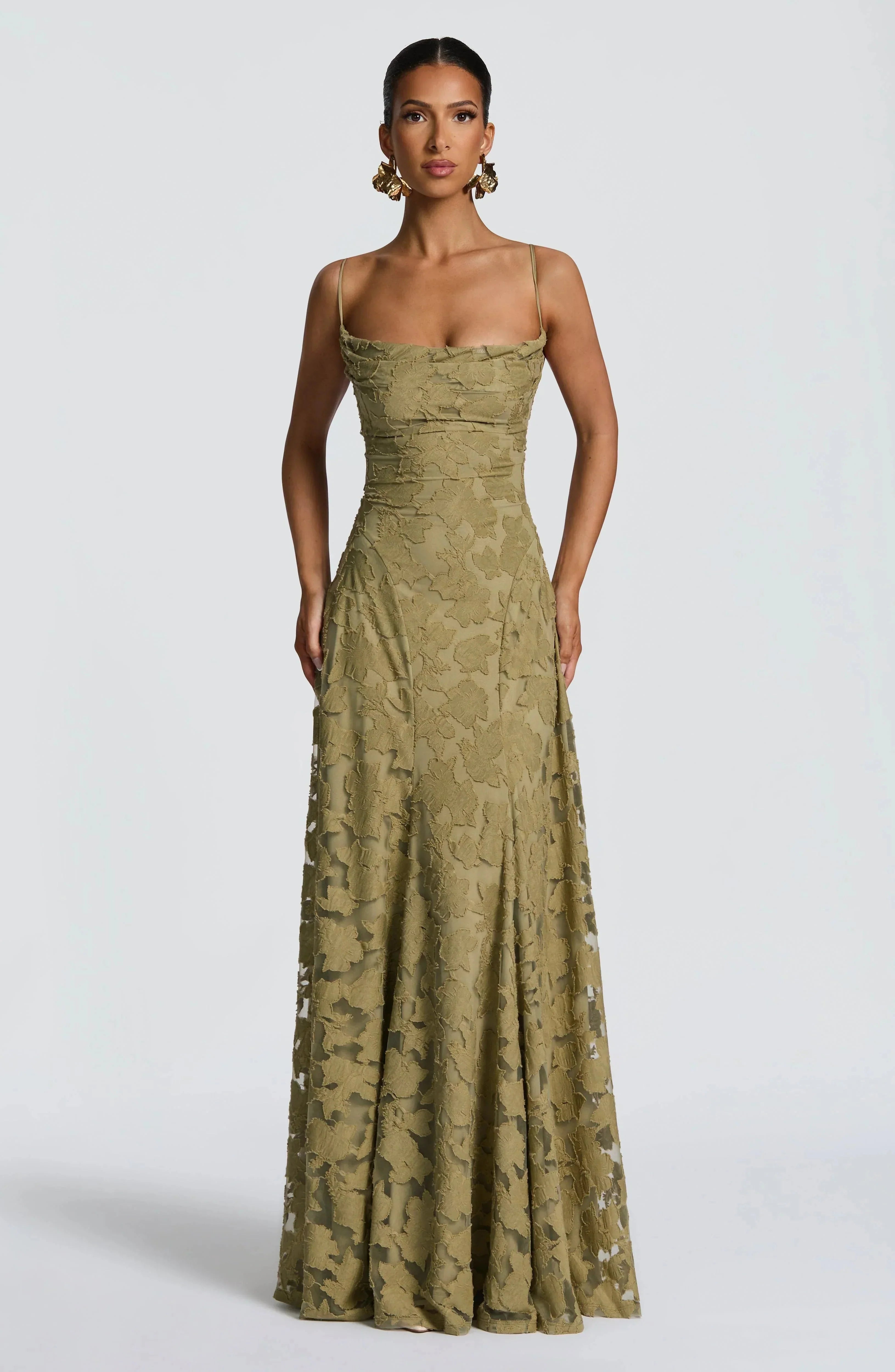 Luxury floral jacquard maxi dress - Amélie