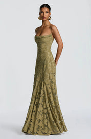 Luxury floral jacquard maxi dress - Amélie