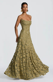 Luxury floral jacquard maxi dress - Amélie