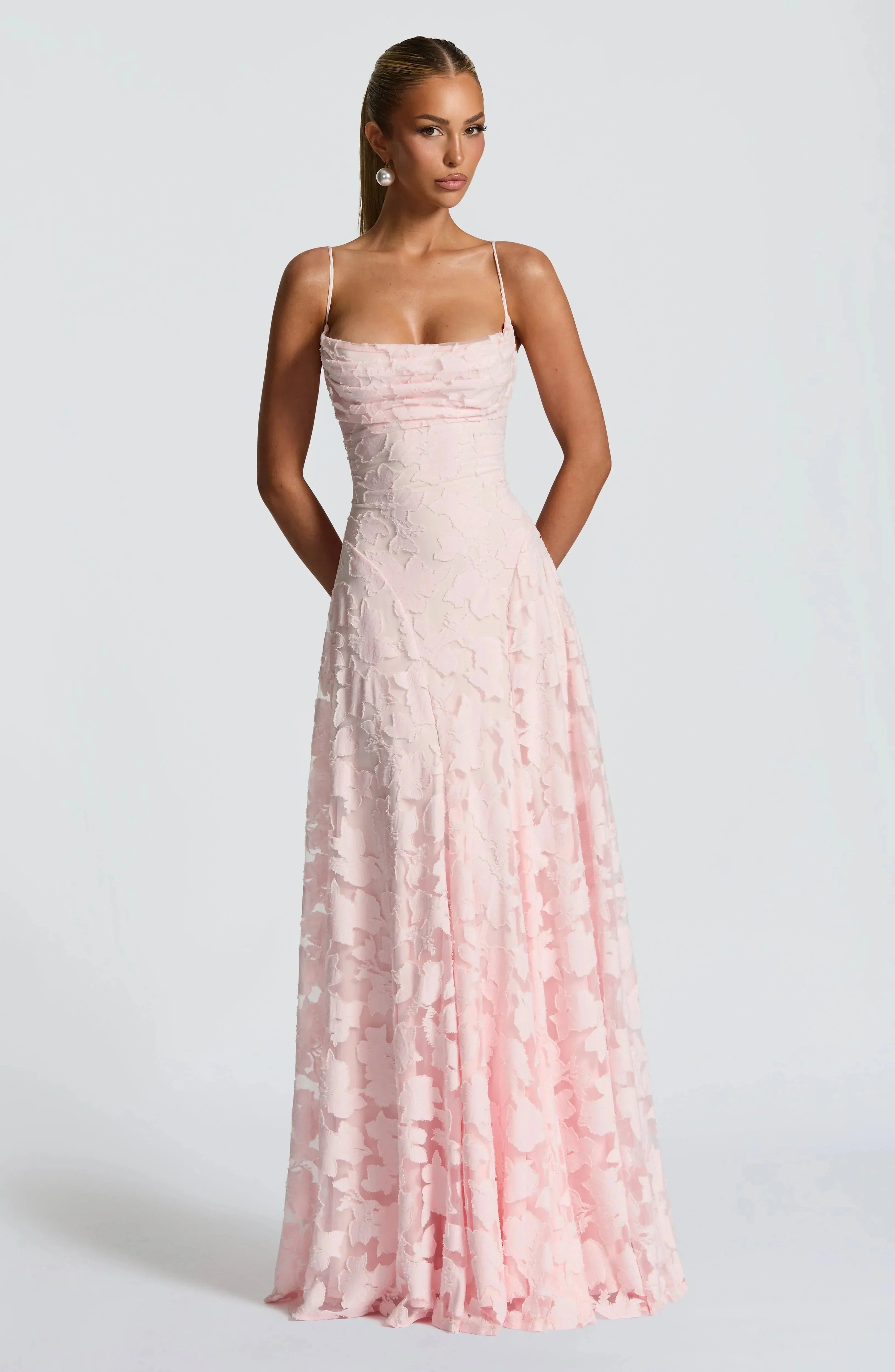 Luxury floral jacquard maxi dress - Amélie