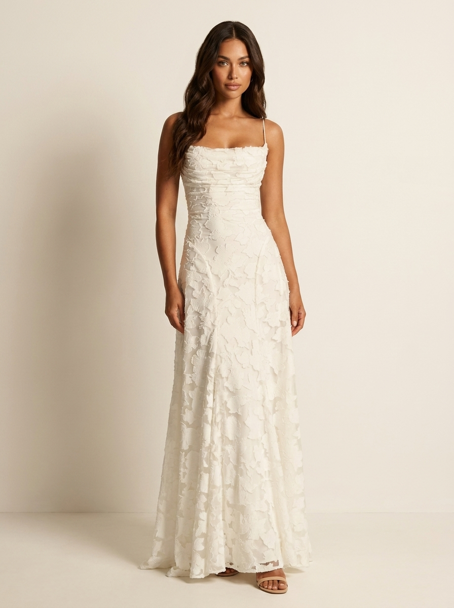 Luxury floral jacquard maxi dress - Amélie