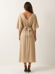 Elegant maxi dress with tie belt - Isabella