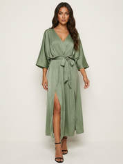 Elegant maxi dress with tie belt - Isabella