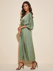 Elegant maxi dress with tie belt - Isabella