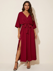 Elegant maxi dress with tie belt - Isabella