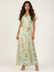 Embroidered floral maxi dress - Florine