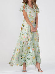 Embroidered floral maxi dress - Florine