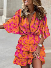 Bohemian ruffle dress with V-neck - Nova
