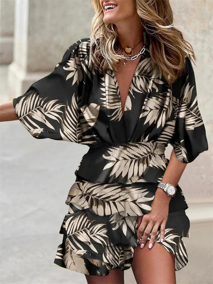 Bohemian ruffle dress with V-neck - Nova
