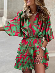 Bohemian ruffle dress with V-neck - Nova