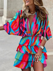 Bohemian ruffle dress with V-neck - Nova