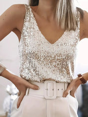 V-neck sequin cami top - Stella