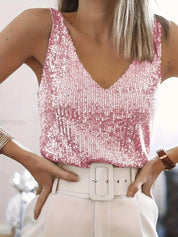 V-neck sequin cami top - Stella