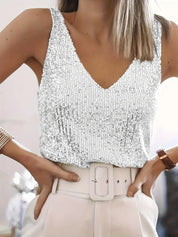 V-neck sequin cami top - Stella