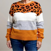 Dames Trui met Panterprint – Casual Model met Ronde Hals