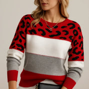 Dames Trui met Panterprint – Casual Model met Ronde Hals