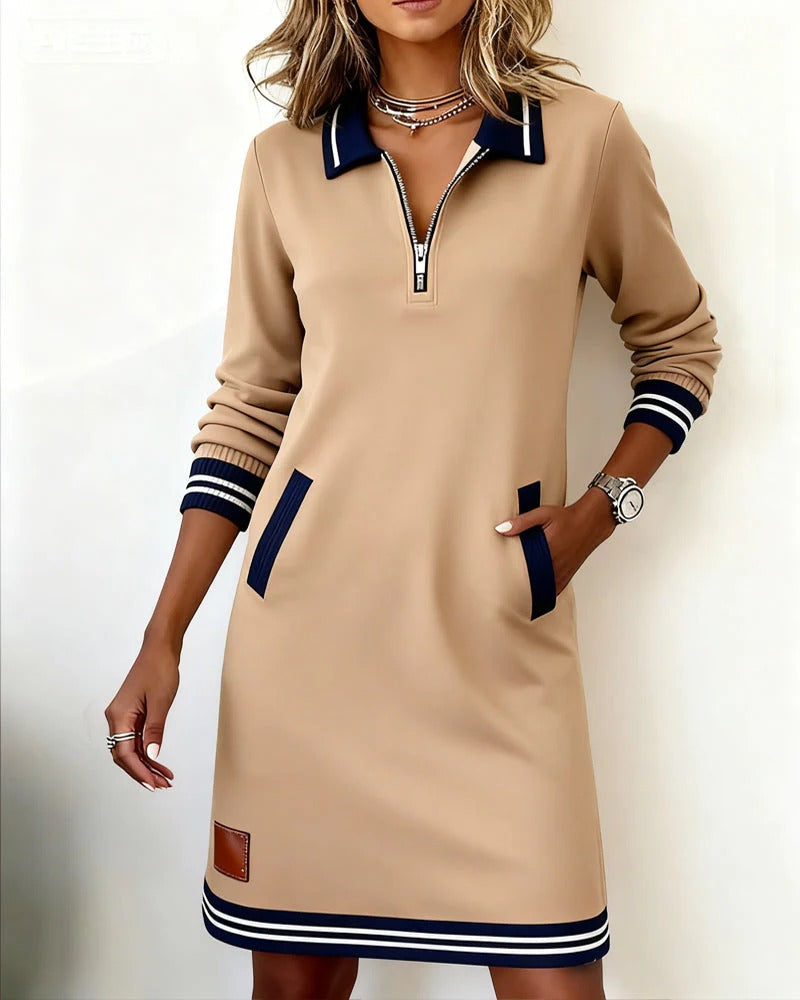 Sporty polo dress with zipper - Sophie