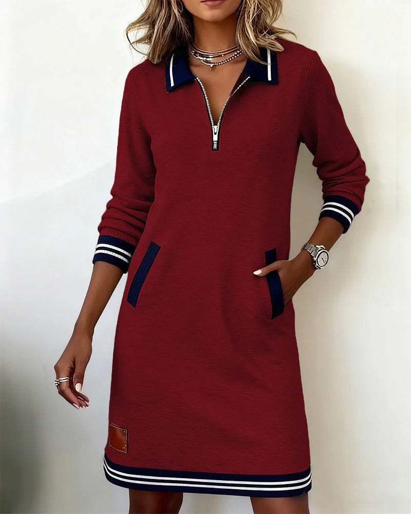 Sporty polo dress with zipper - Sophie