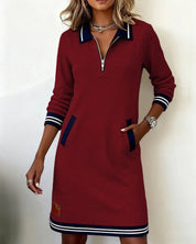 Sporty polo dress with zipper - Sophie