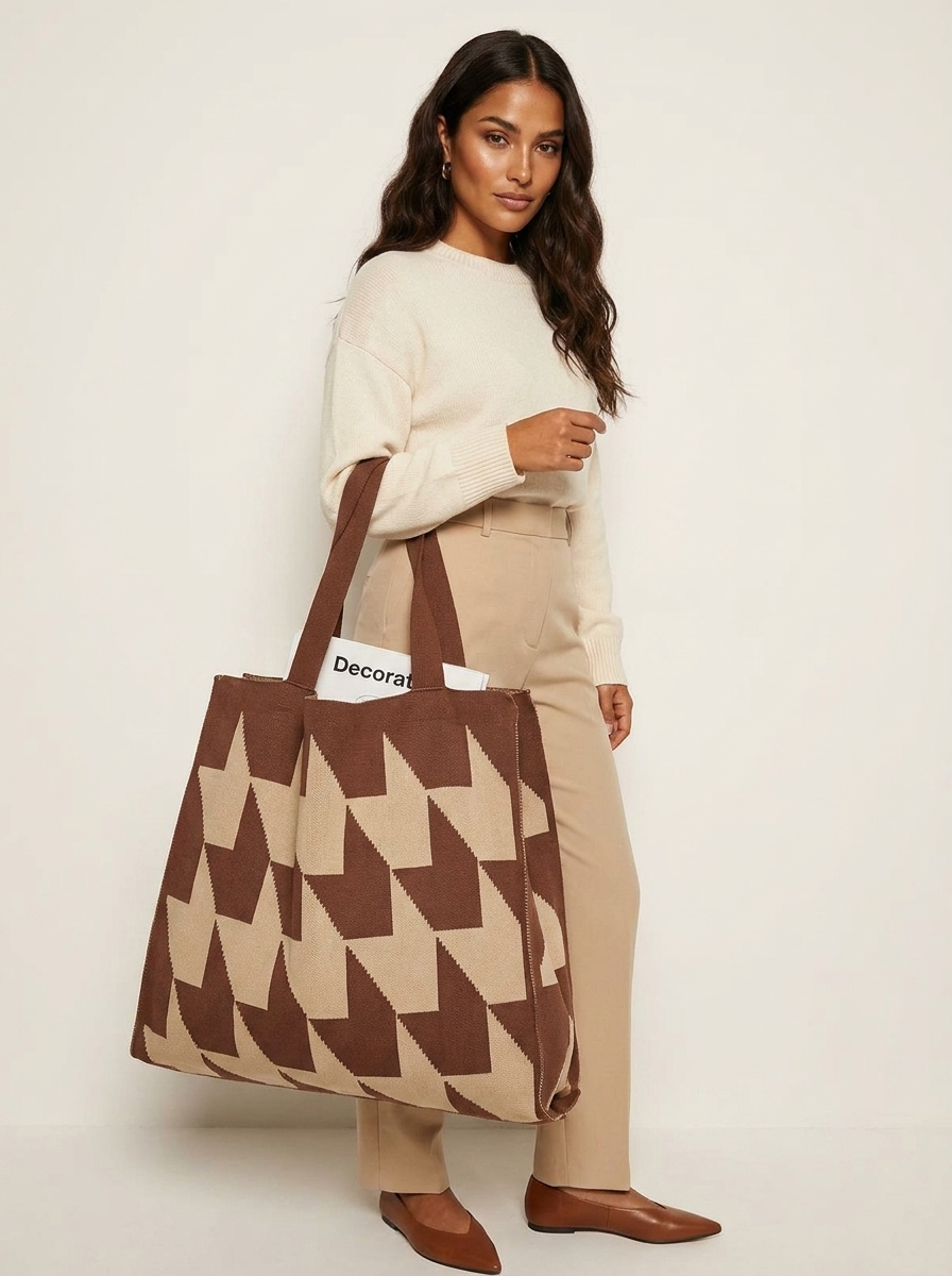 Dames Shopper Tas – Ruim Model met Geometrisch Patroon