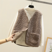 Dames Teddy Gilet – Mouwloos met Knopen en Voorzakken