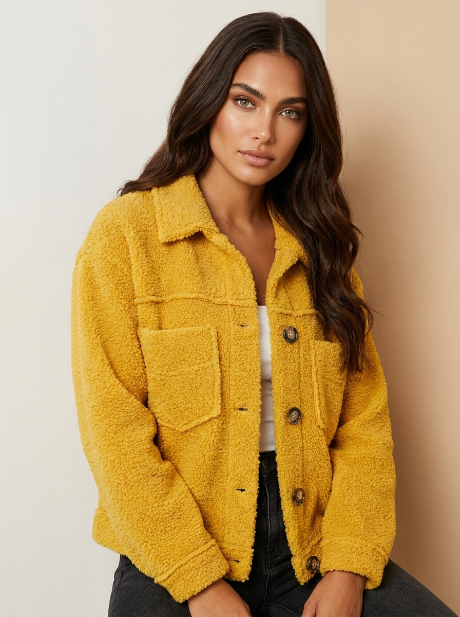 Dames Teddy Jacket met Knopen - Elara