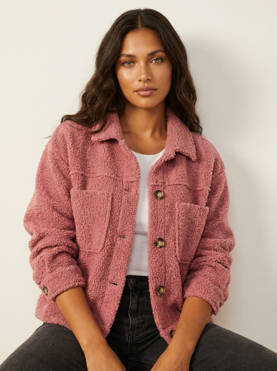 Dames Teddy Jacket met Knopen - Elara