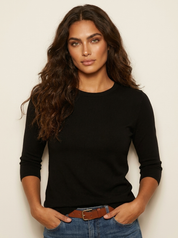 Dames Top met Mouwen – Effen met Ronde Hals