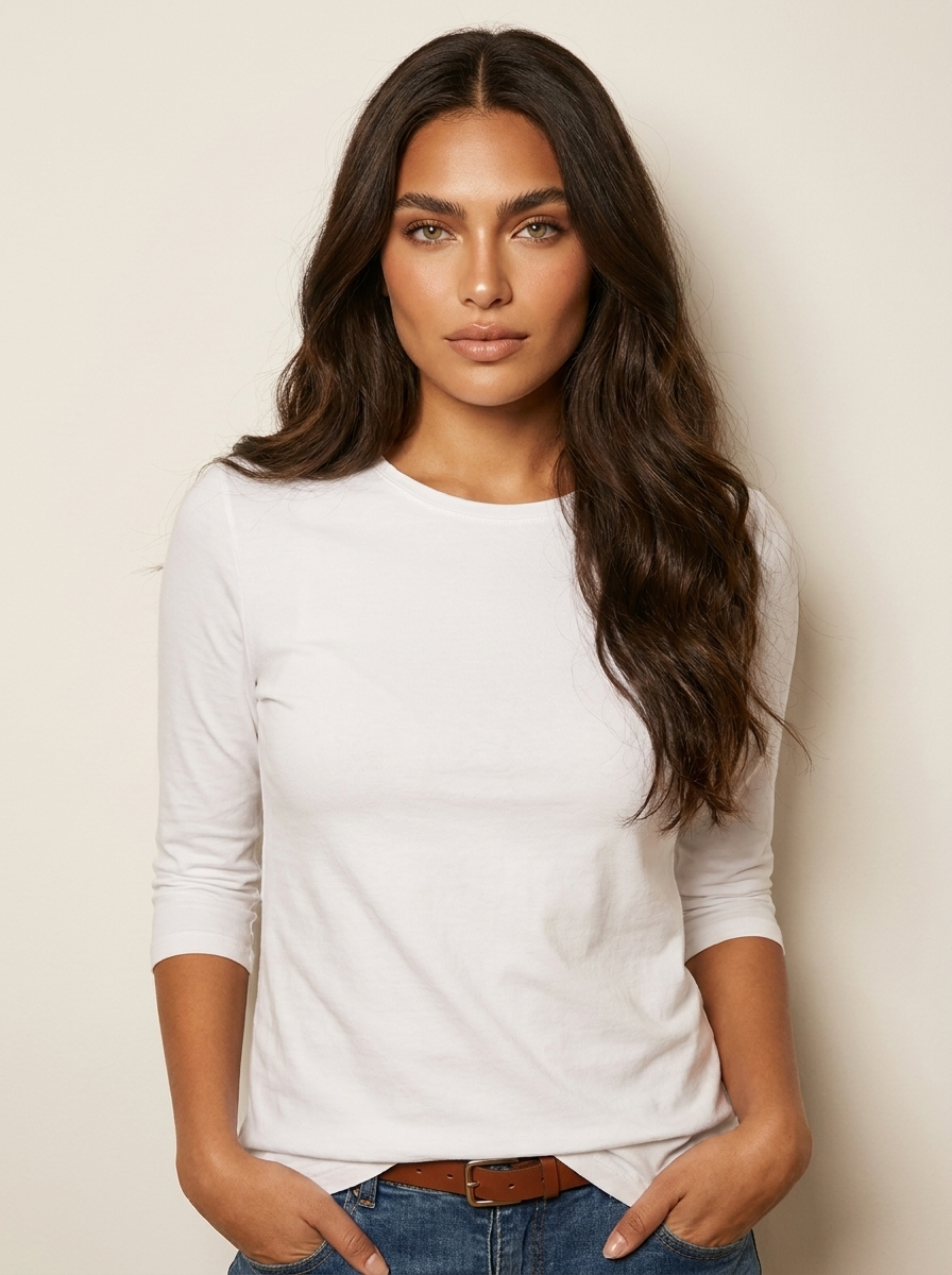 Dames Top met Mouwen – Effen met Ronde Hals