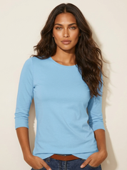 Dames Top met Mouwen – Effen met Ronde Hals