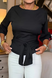 Dames Top met Tailleband – Mouwen en Ronde Hals