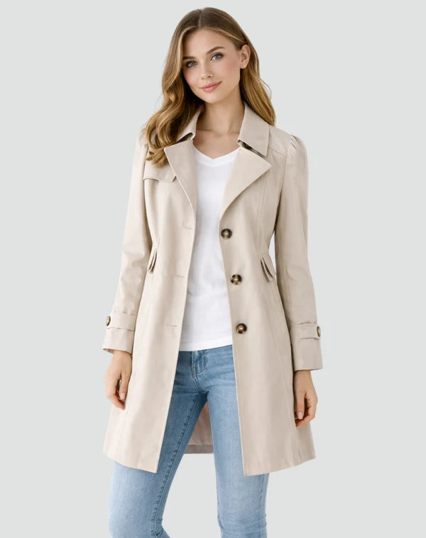 Dames Trenchcoat – Getailleerd Model met Knoopsluiting