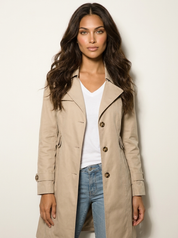 Dames Trenchcoat – Getailleerd Model met Knoopsluiting