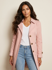 Dames Trenchcoat – Getailleerd Model met Knoopsluiting