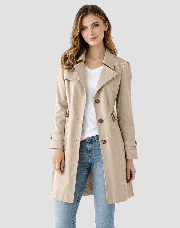 Dames Trenchcoat – Getailleerd Model met Knoopsluiting
