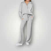 Dames Tweedelige Set – Top met Rits en Wijde Broek