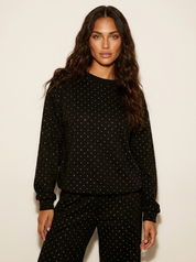 Dames Tweedelige Set – Trui en Wijde Broek met Glitterdetails