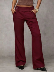 Dames Wide Leg Broek – Effen met Brede Pijpen en Hoge Taille