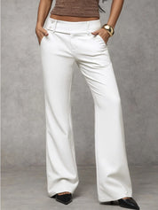 Dames Wide Leg Broek – Effen met Brede Pijpen en Hoge Taille