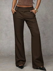 Dames Wide Leg Broek – Effen met Brede Pijpen en Hoge Taille